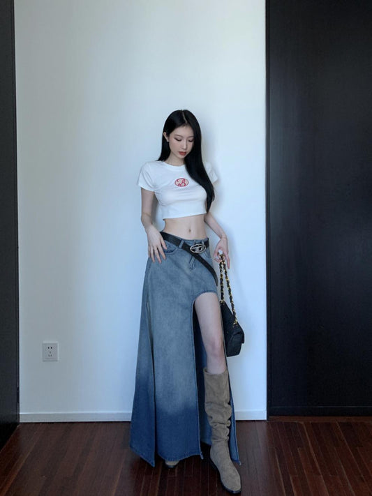 Retro Button A- Line Skirt