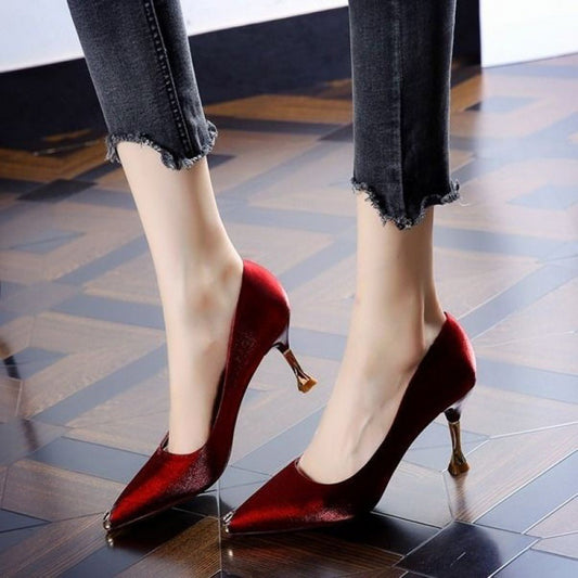 Pointed Satin High Heels