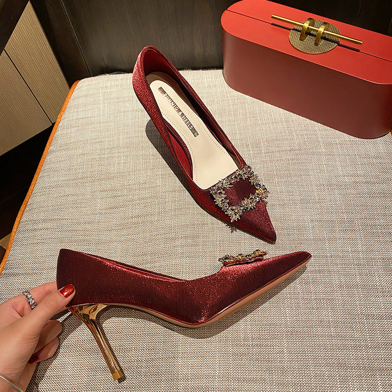 Square Buckle Red Heel