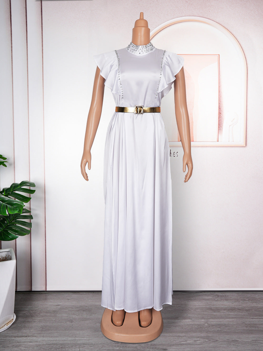 Rhinestone High Waist Dress