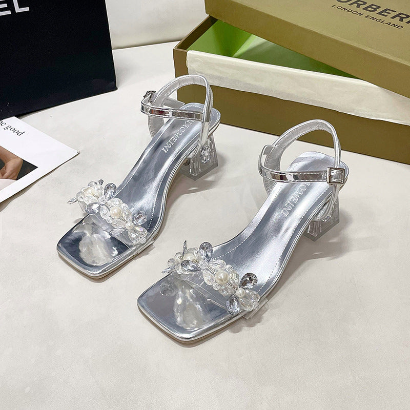Rhinestone Strap High Heels