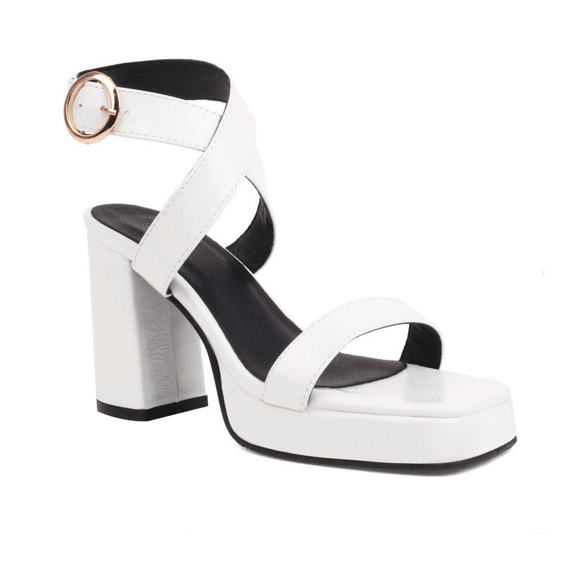 Cross Strap Block Heel
