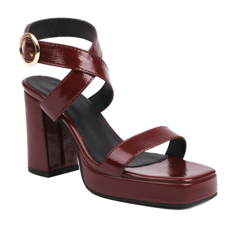 Cross Strap Block Heel