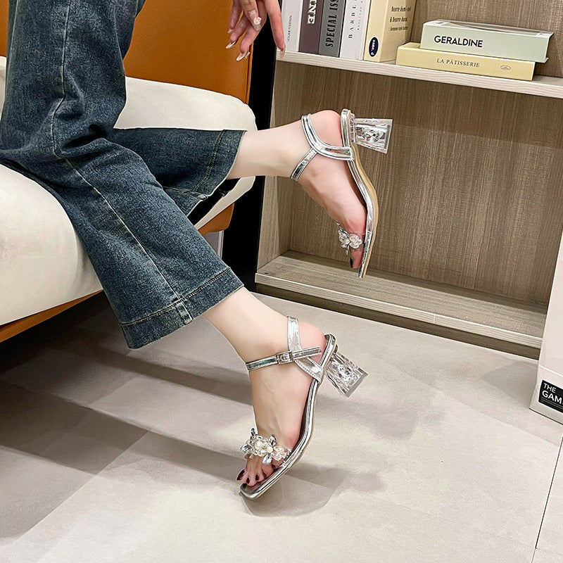 Rhinestone Strap High Heels