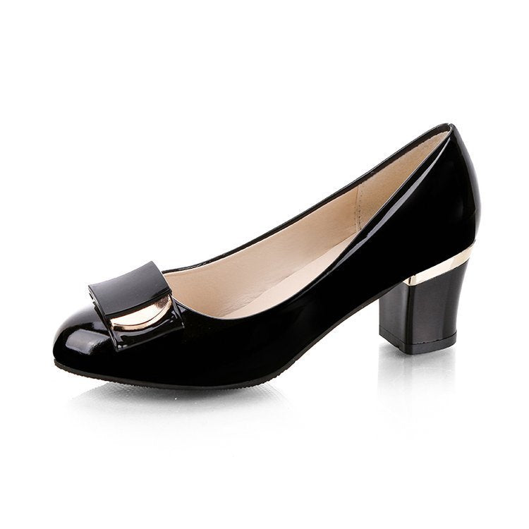 Leather Round Toe Heels