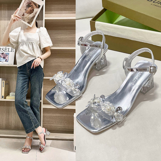 Rhinestone Strap High Heels