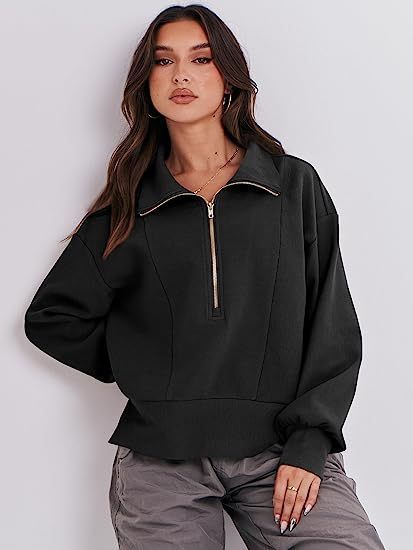 Half Zipper Pullover Long Sleeve Sweater