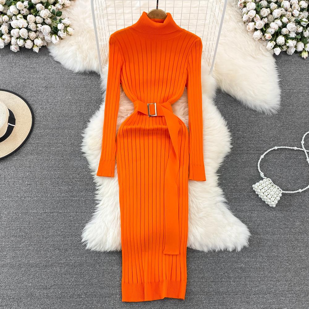 High Collar Knitted Dress