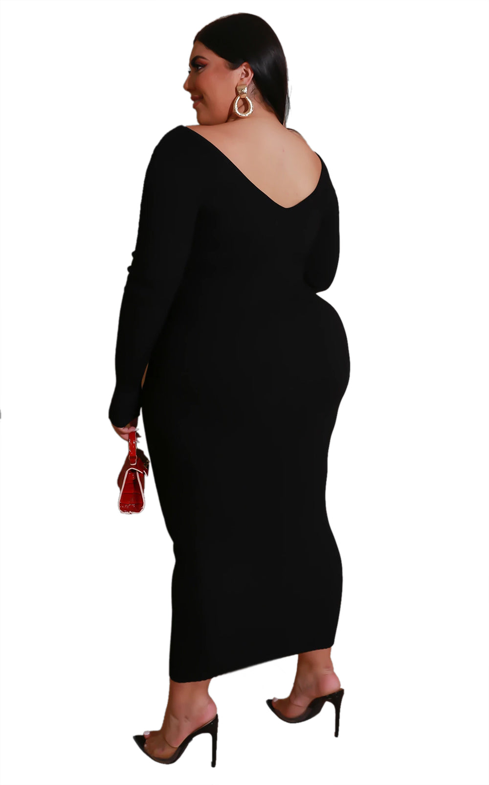 Plus Size V-neck Knit Dress