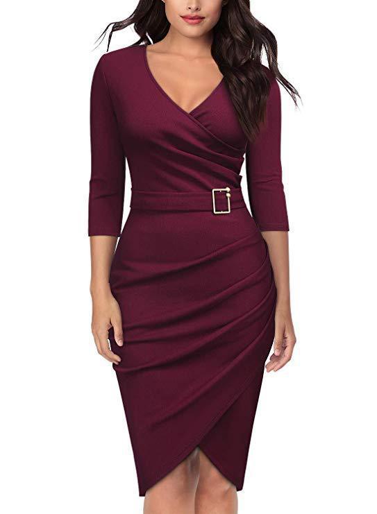 V-Neck Office Dress