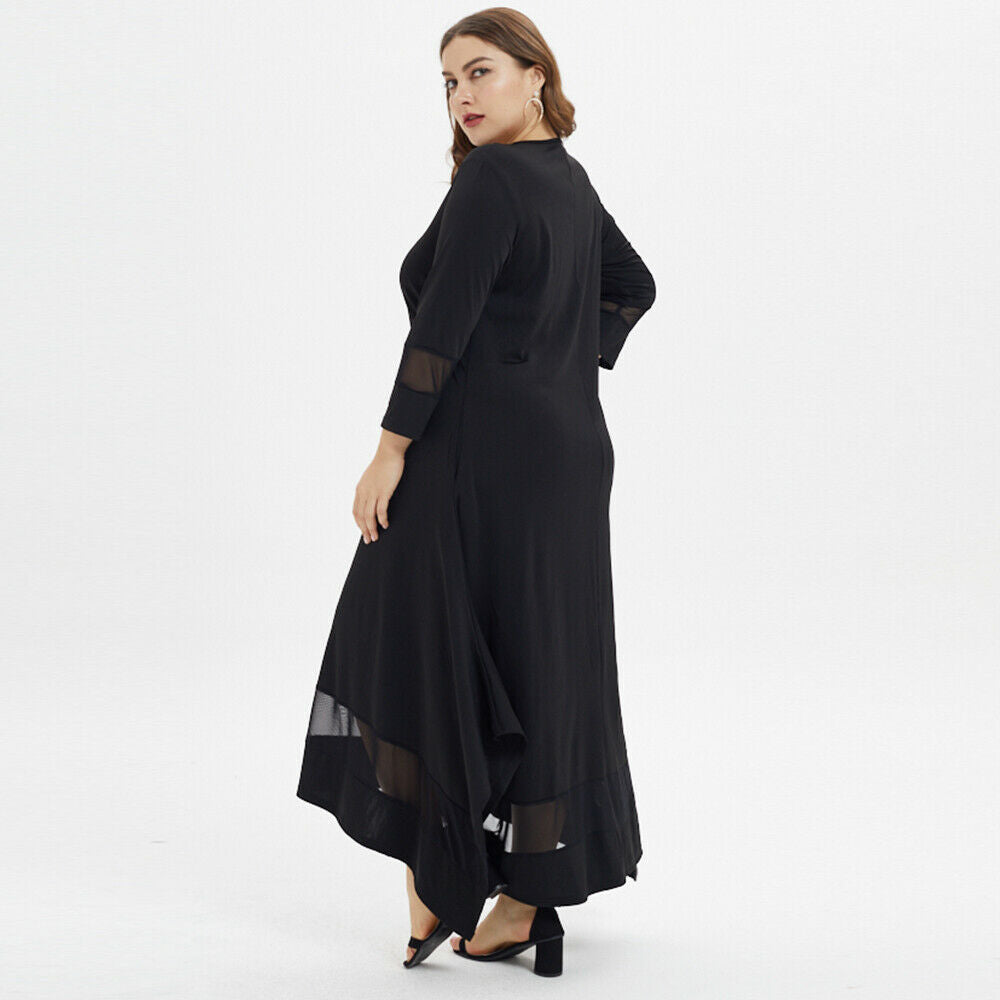 Plus Size Black Cotton Dress With Lace