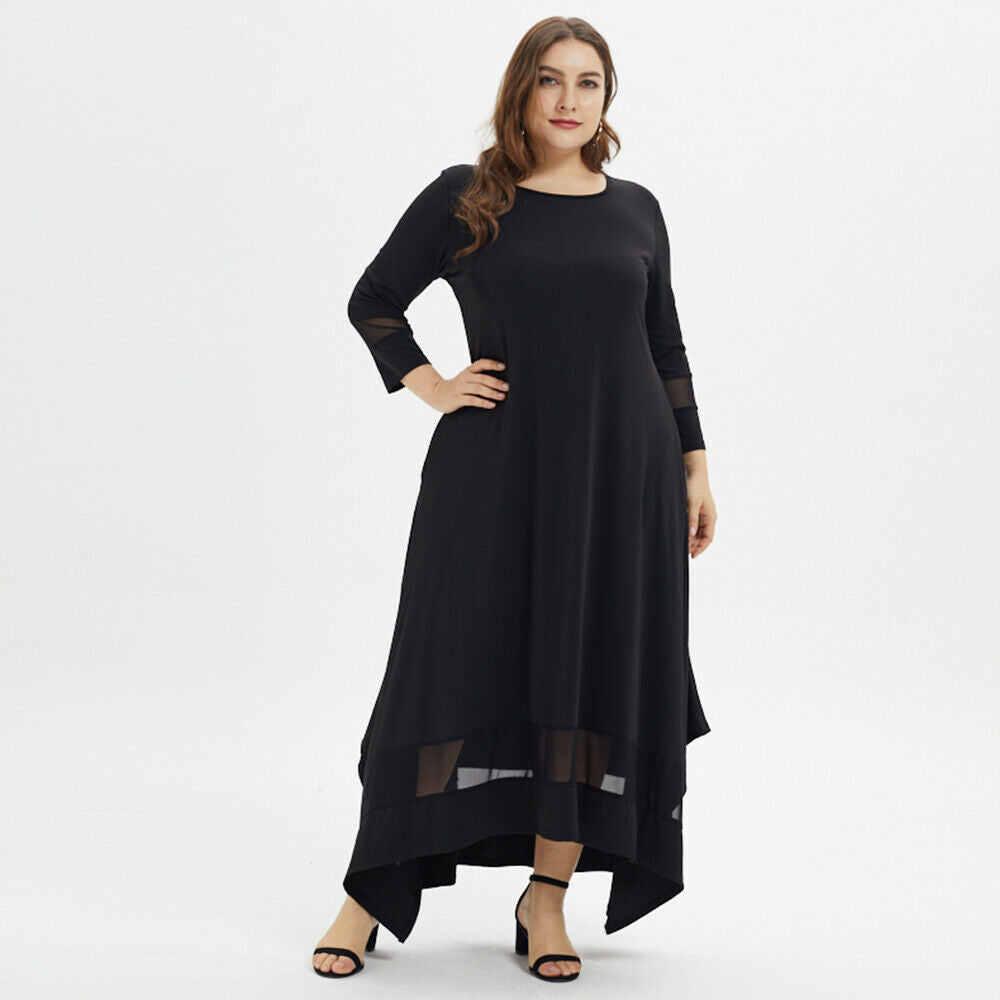 Plus Size Black Cotton Dress With Lace