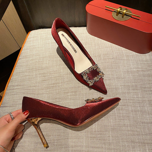 Square Buckle Red Heel