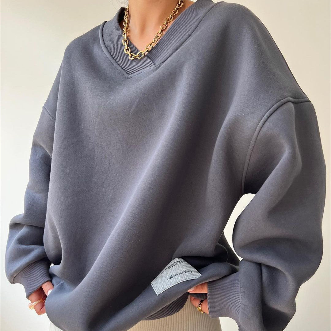 V-neck Long Sleeve Loose Sweater