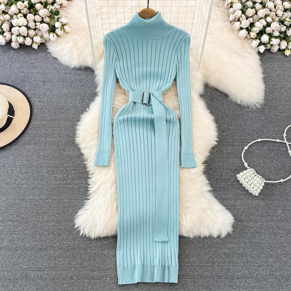 High Collar Knitted Dress