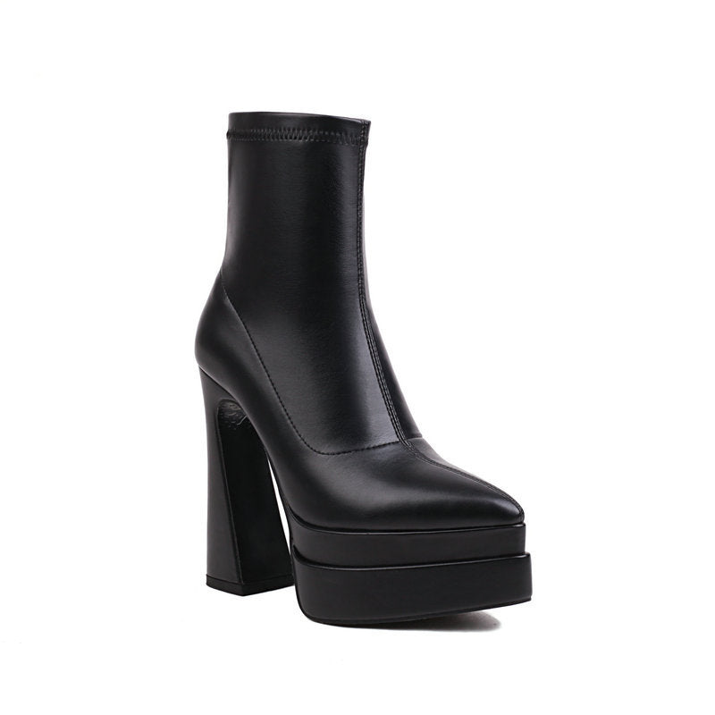 Pointed Toe And Thick Heel Boots