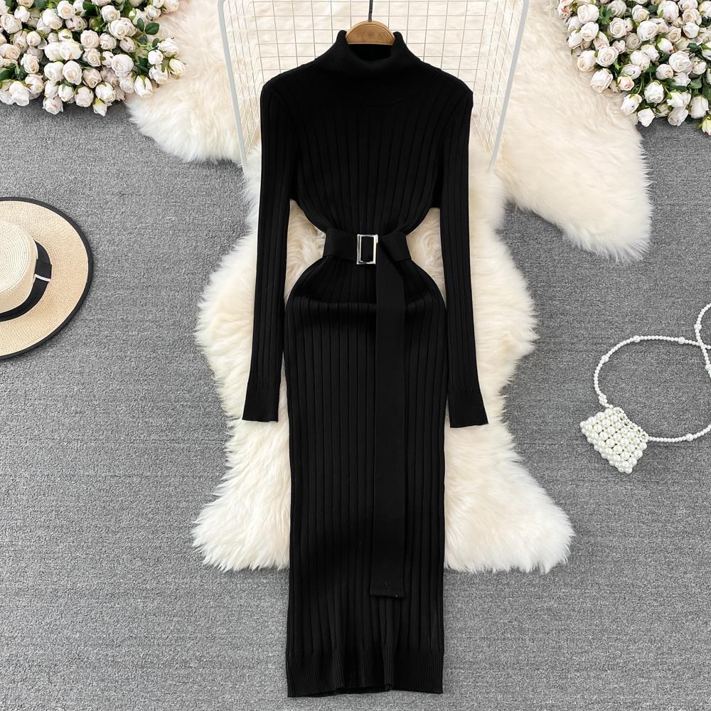 High Collar Knitted Dress