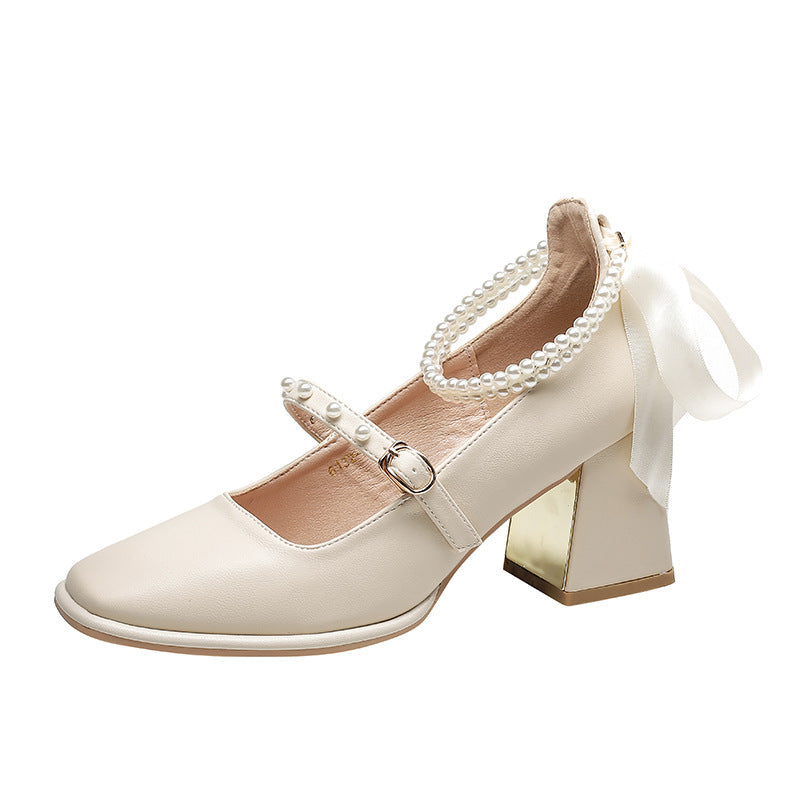 Chunky pearl high heels