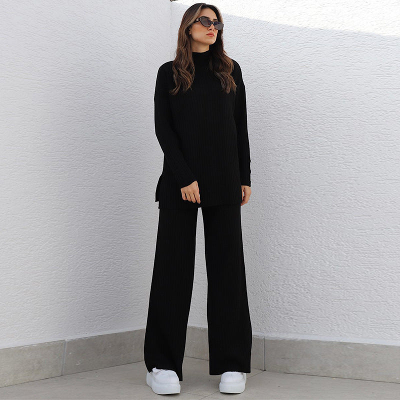 High Neck Long Sleeve Knit Suit