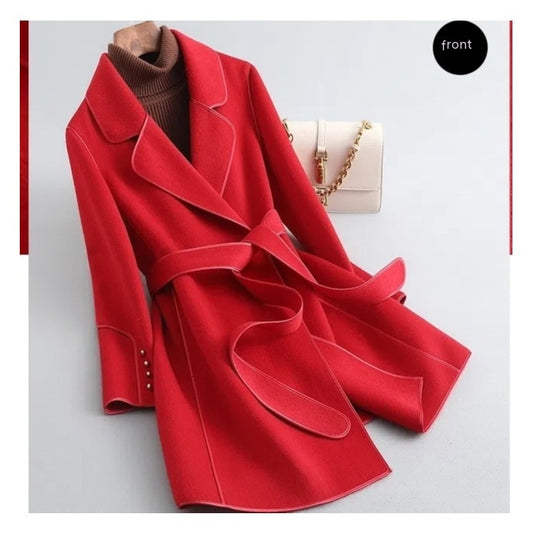 Buttoned Sleeve Coat With Belt