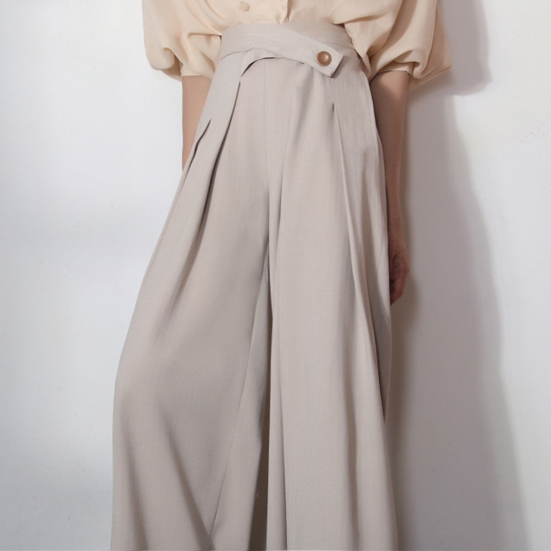 Beige Wide Leg Pants