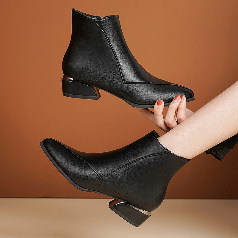 Short Chunky Heel Martin Boots