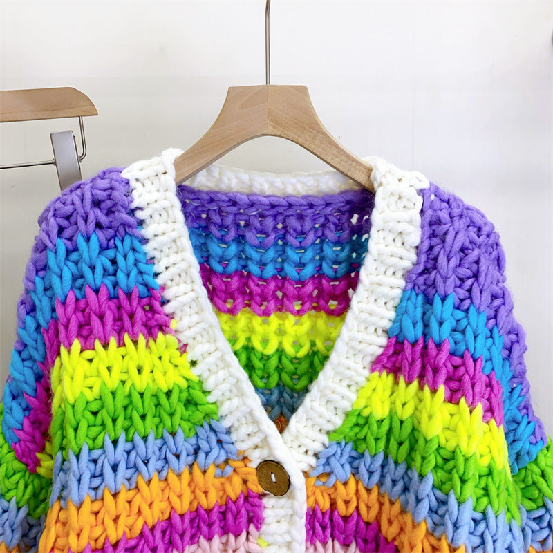 Hand-woven Rainbow Sweater