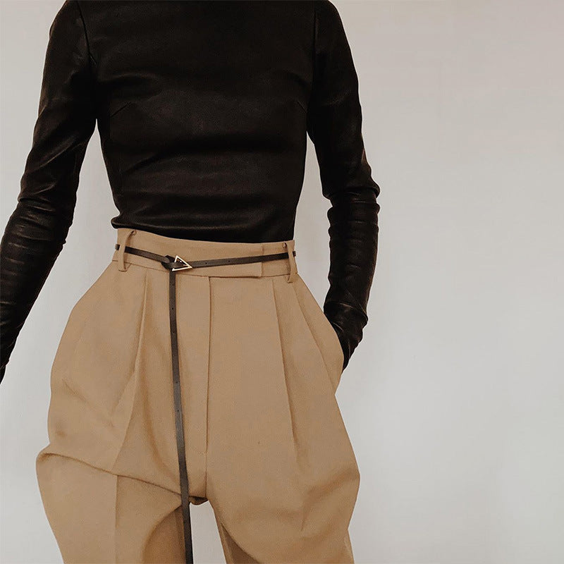 Khaki Wide Leg Trousers