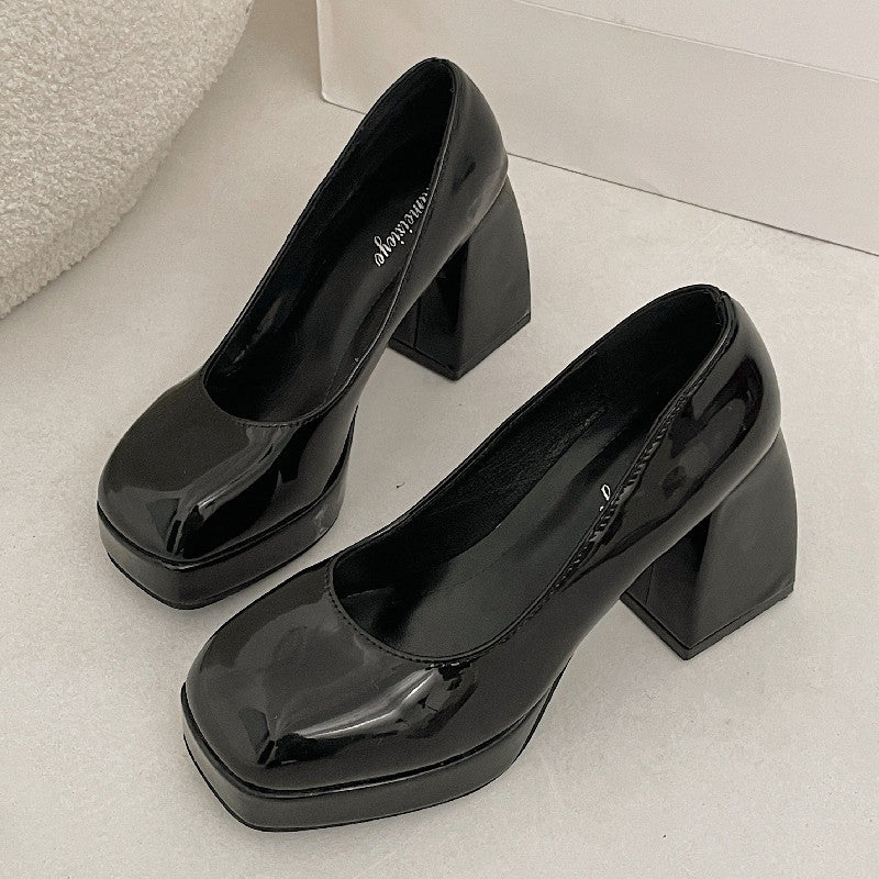 Square Toe Platform Block Heel