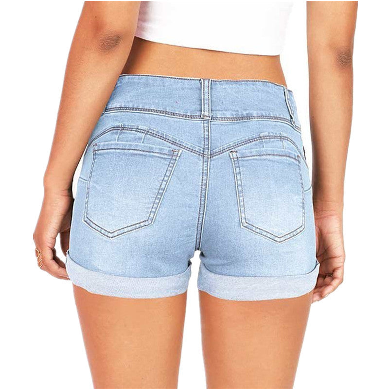 Waist-tight Denim Shorts