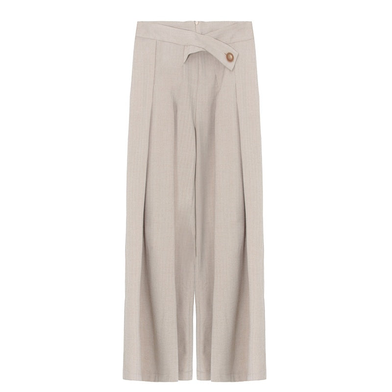 Beige Wide Leg Pants