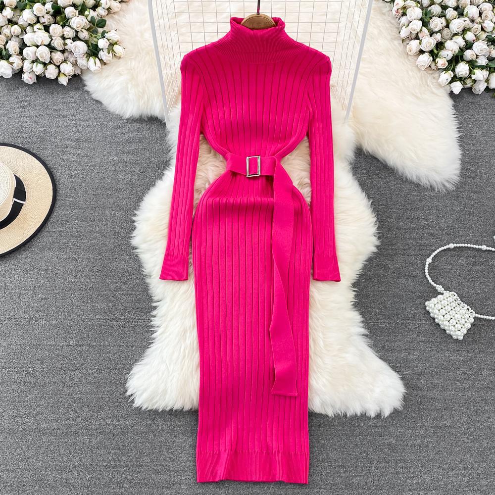 High Collar Knitted Dress