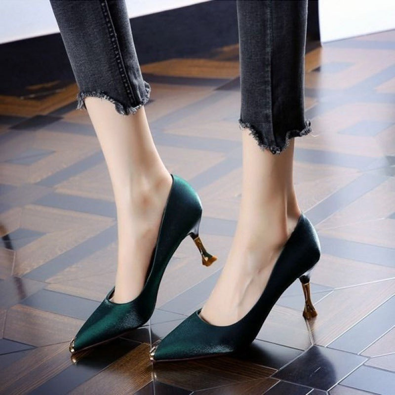 Pointed Satin High Heels