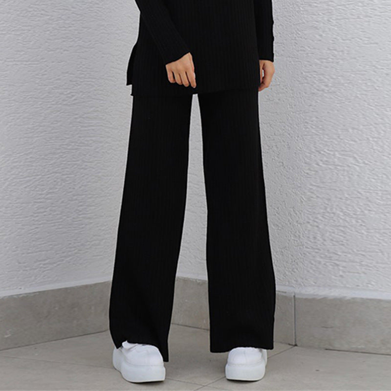 High Neck Long Sleeve Knit Suit