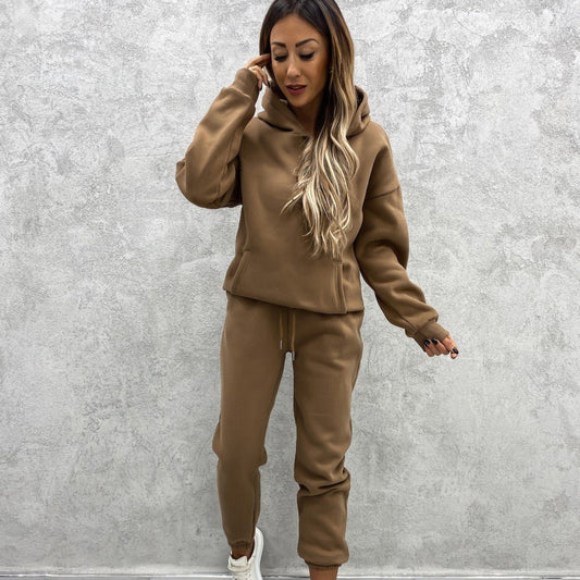 Cotton Blended Hooded Sweater Suit