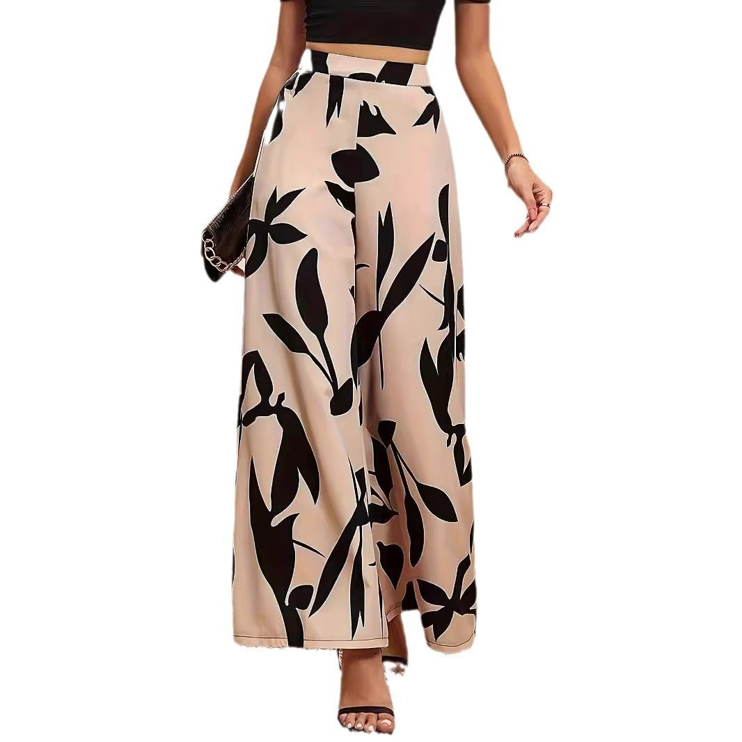 Apricot and Black Wide Leg Pants