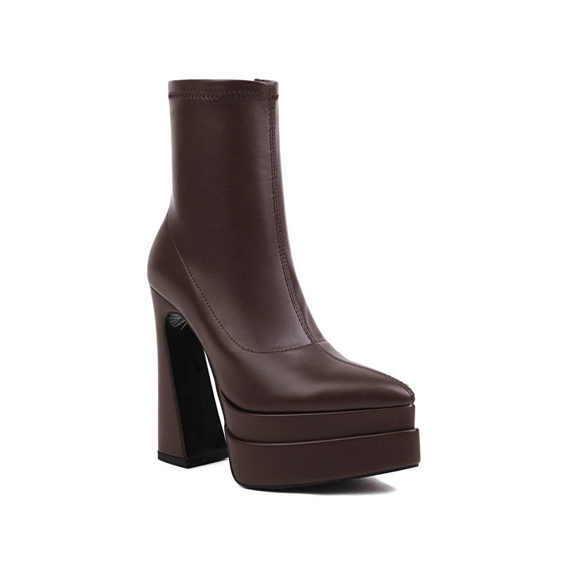 Pointed Toe And Thick Heel Boots