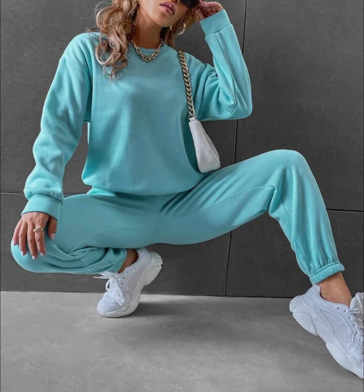 Long Sleeve Crew Neck Sports Sweater Suit