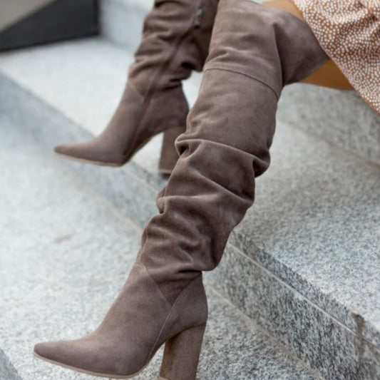 Pointed Toe Suede Over-the-knee Boots