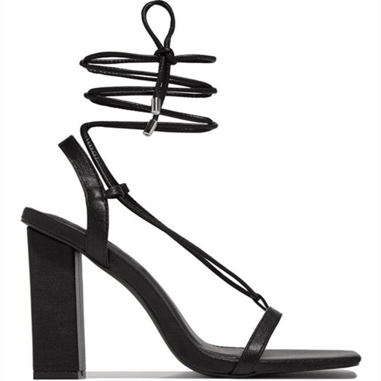 Square Toe Lace-Up Heel