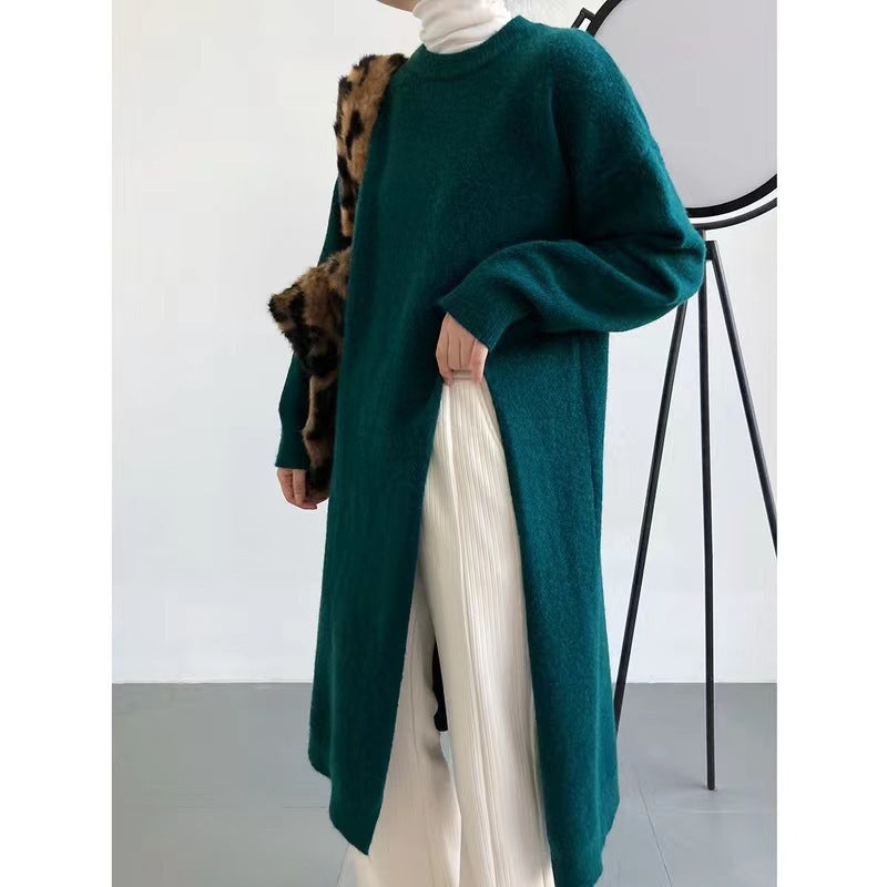 Loose Side Slit Long Knitted Sweater