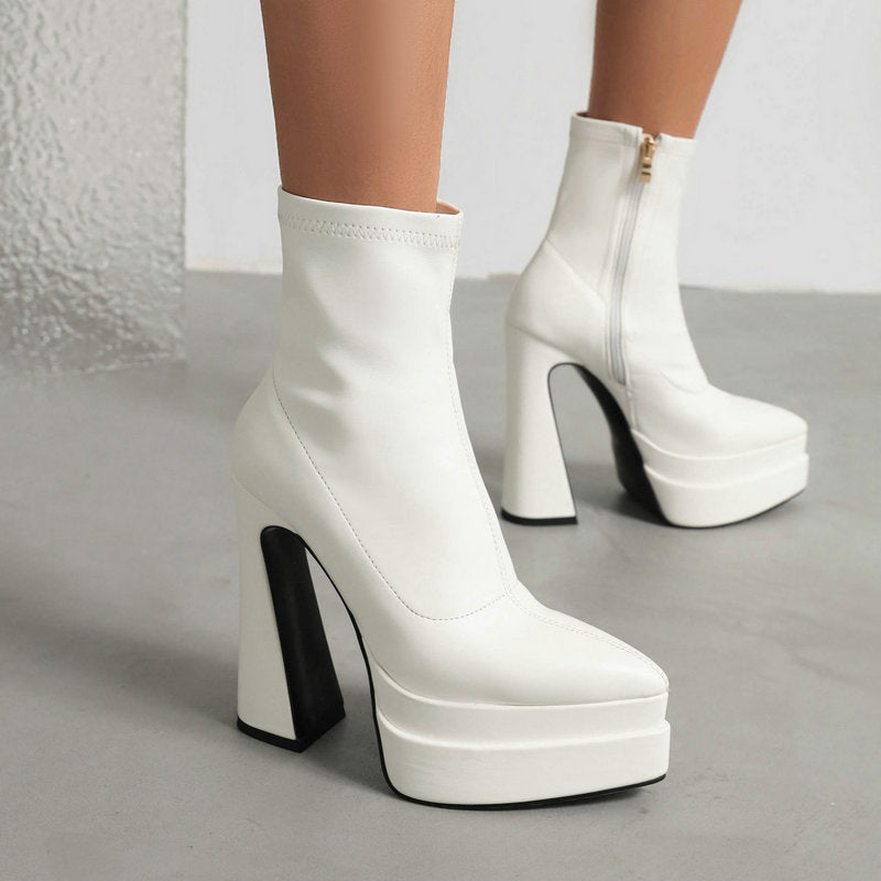 Pointed Toe And Thick Heel Boots