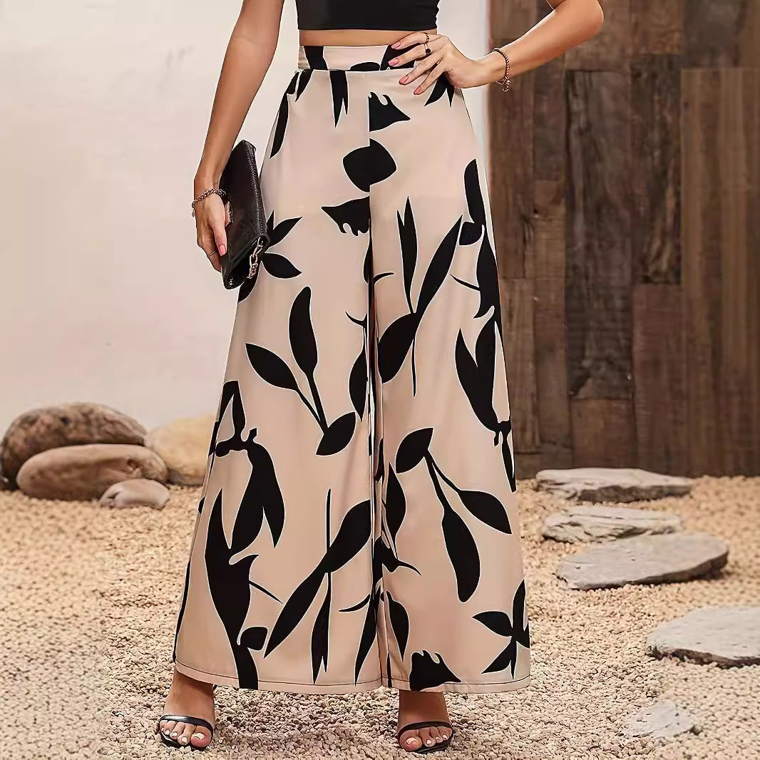 Apricot and Black Wide Leg Pants