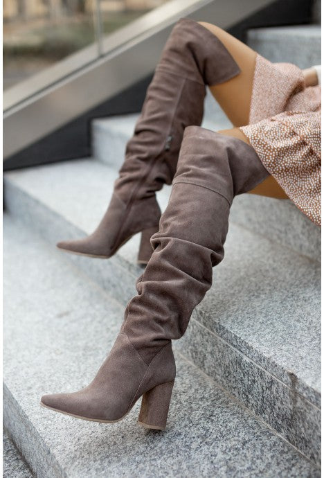 Pointed Toe Suede Over-the-knee Boots