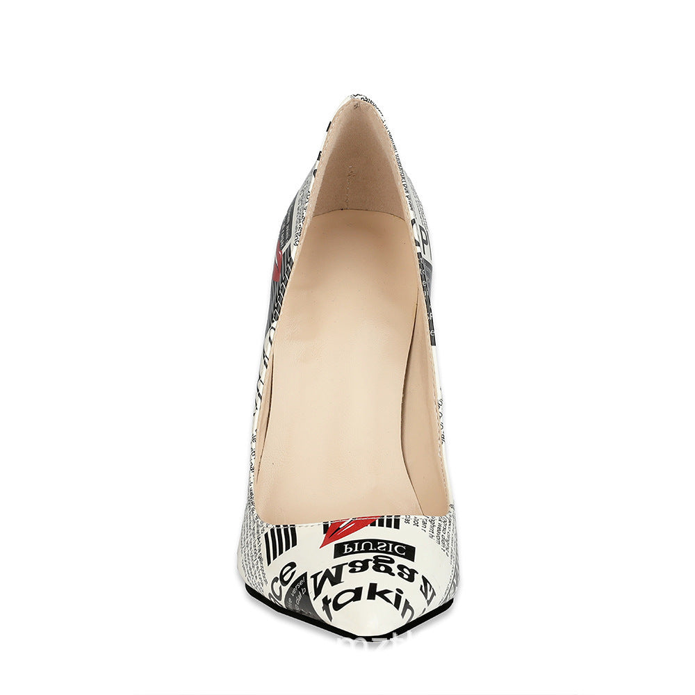 Graffiti Pointed Toe Stiletto Heels