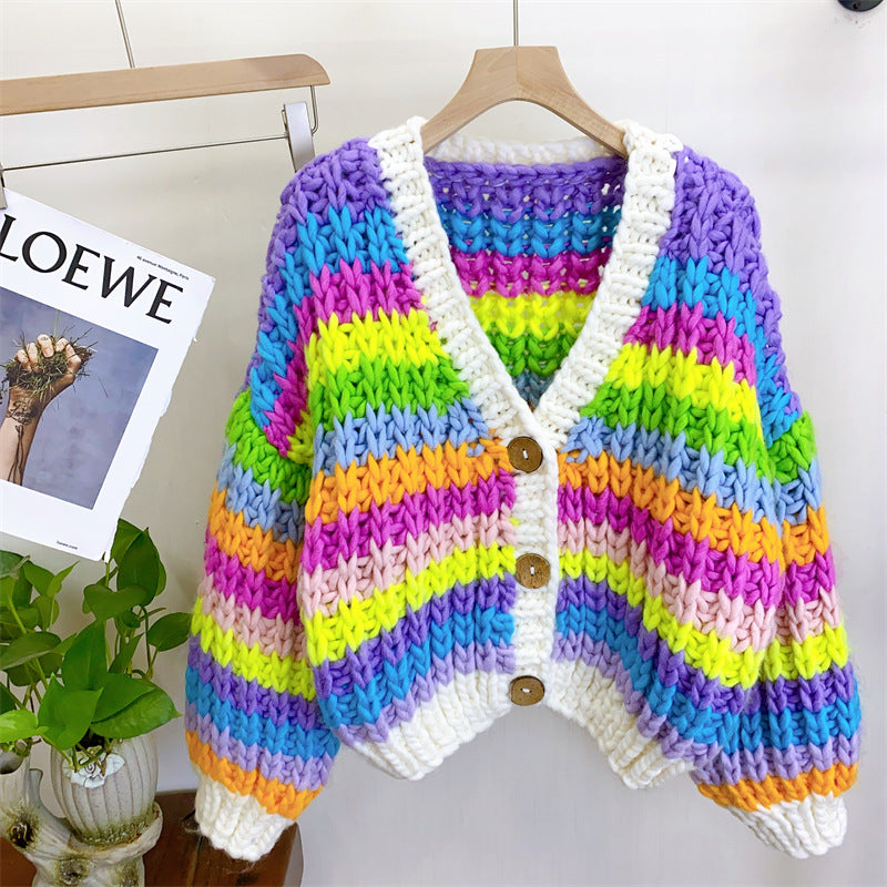 Hand-woven Rainbow Sweater