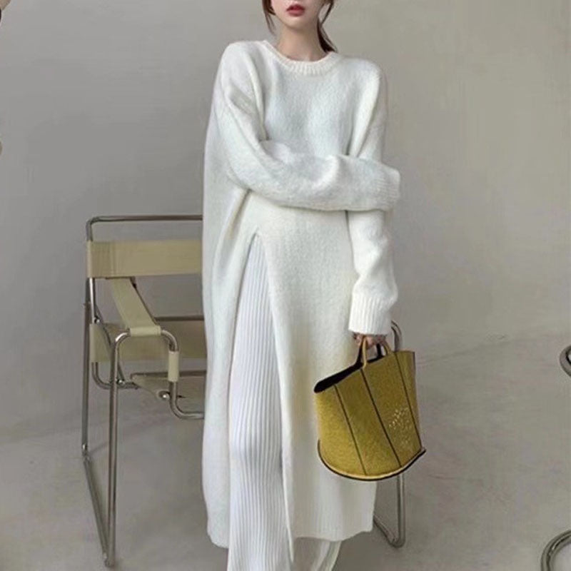 Loose Side Slit Long Knitted Sweater