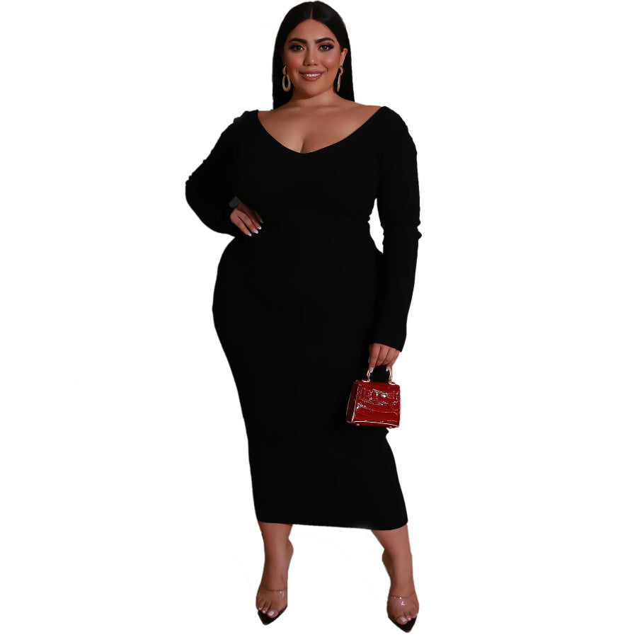 Plus Size V-neck Knit Dress