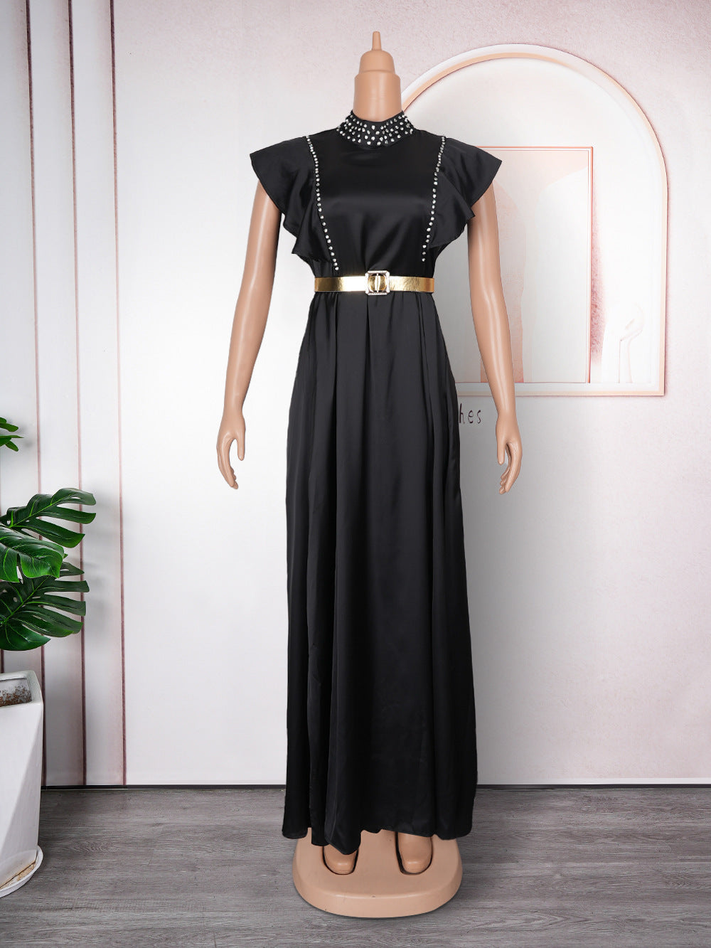 Rhinestone High Waist Dress