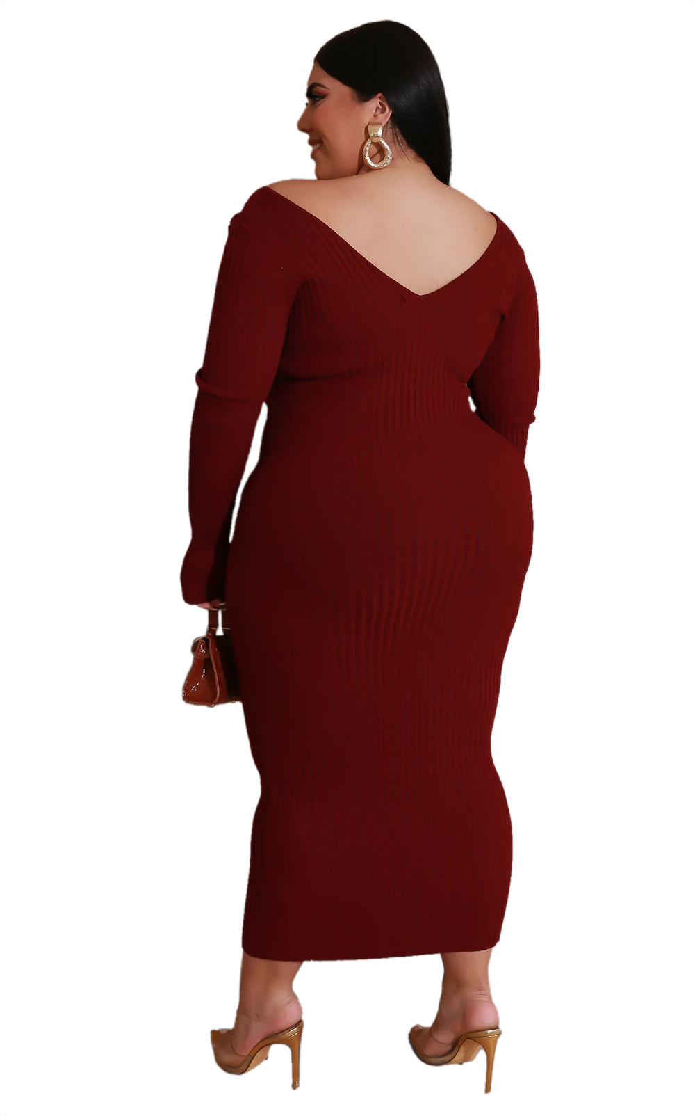 Plus Size V-neck Knit Dress